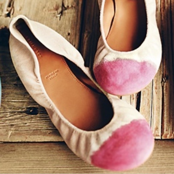 Anthropologie Leifnotes Suede Pink and Tan Ballet Flats - Picture 1 of 9